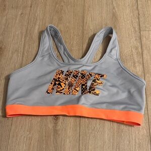 Nike Sports Bra in Gray with Orange Trim